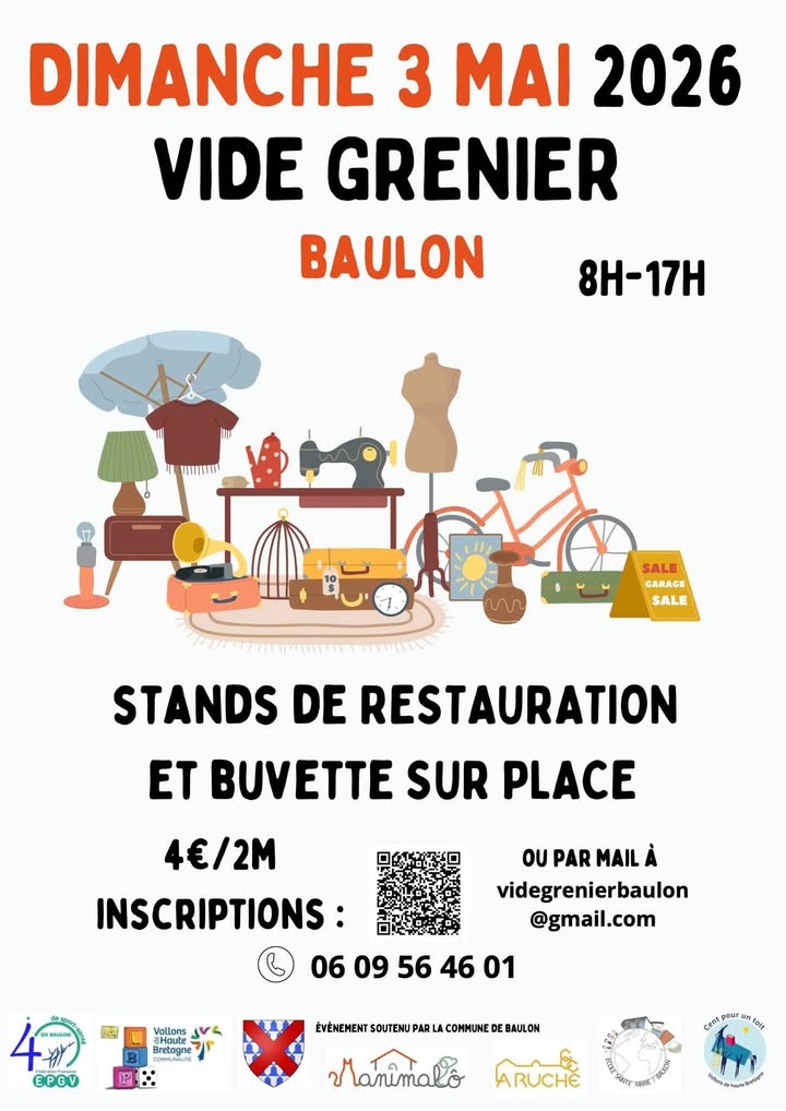 Le vide grenier revient à Baulon le premier dimanche de mai. Vous pouvez dores et…